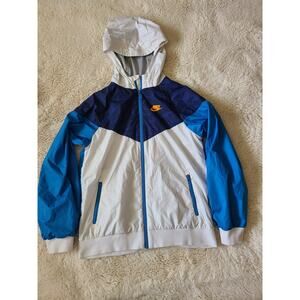 Nike Boys Large blue white windbreaker jacket with hood